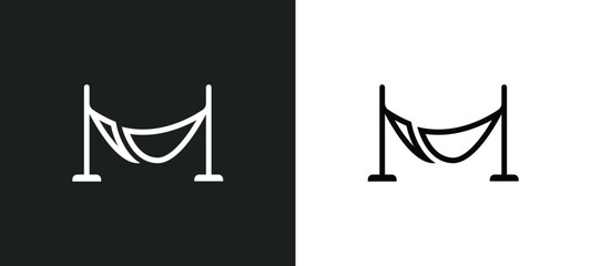 hammocks icon isolated in white and black colors. hammocks outline vector icon from holidays collection for web, mobile apps and ui.
