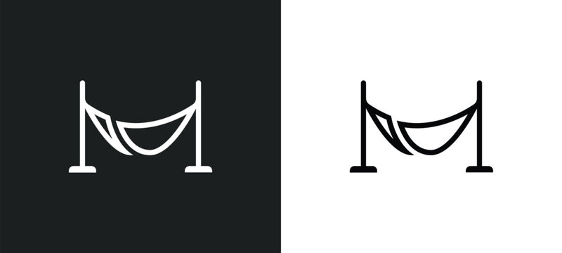 hammocks icon isolated in white and black colors. hammocks outline vector icon from holidays collection for web, mobile apps and ui.