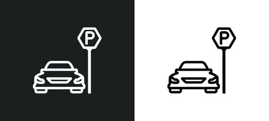 parking icon isolated in white and black colors. parking outline vector icon from hotel collection for web, mobile apps and ui.