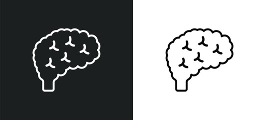 brain body organ icon isolated in white and black colors. brain body organ outline vector icon from human body parts collection for web, mobile apps and ui.