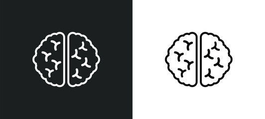 brain upper view icon isolated in white and black colors. brain upper view outline vector icon from human body parts collection for web, mobile apps and ui. - obrazy, fototapety, plakaty