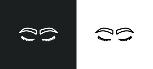closed eyes with lashes and brows icon isolated in white and black colors. closed eyes with lashes and brows outline vector icon from human body parts collection for web, mobile apps ui.