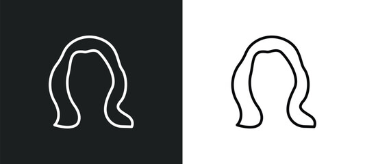 brunette female woman long hair icon isolated in white and black colors. brunette female woman long hair outline vector icon from human body parts collection for web, mobile apps and ui.