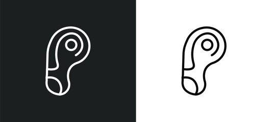 ear lobe side view icon isolated in white and black colors. ear lobe side view outline vector icon from human body parts collection for web, mobile apps and ui.