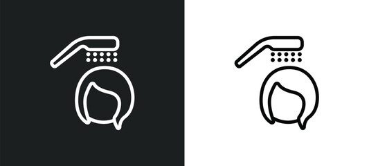 hair washing icon isolated in white and black colors. hair washing outline vector icon from hygiene collection for web, mobile apps and ui.