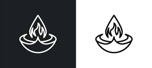 diwali lamp icon isolated in white and black colors. diwali lamp outline vector icon from india collection for web, mobile apps and ui.