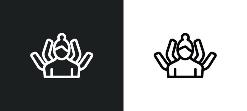 indian goddess icon isolated in white and black colors. indian goddess outline vector icon from india collection for web, mobile apps and ui.