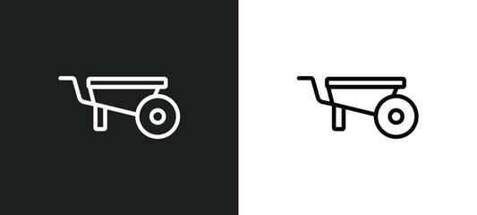 pushcart icon isolated in white and black colors. pushcart outline vector icon from industry collection for web, mobile apps and ui.