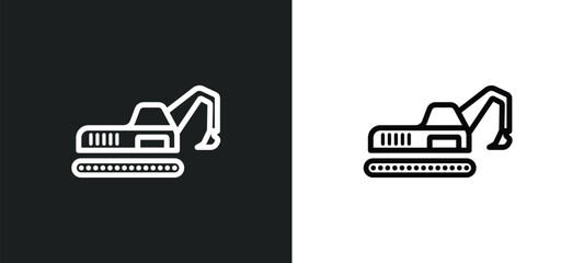 excavator icon isolated in white and black colors. excavator outline vector icon from industry collection for web, mobile apps and ui. © Premium Art