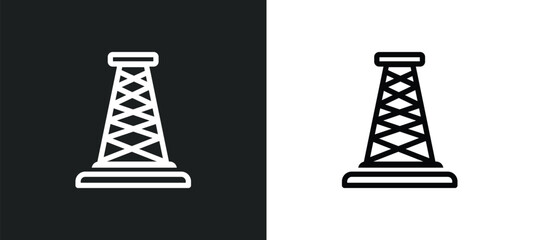 oil rig icon isolated in white and black colors. oil rig outline vector icon from industry collection for web, mobile apps and ui.