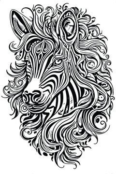 Zebra Coloring Pages, Crisp Lines, Mandala, White Background