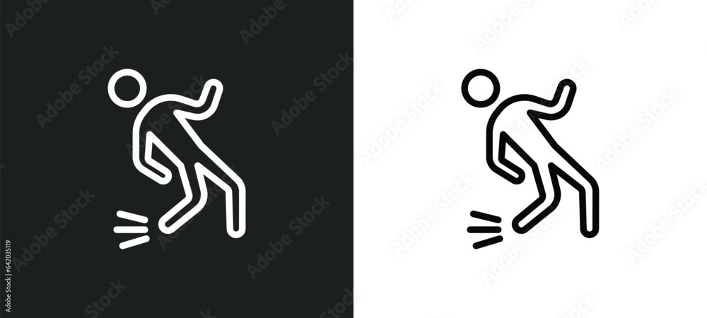 Wall mural fall accident icon isolated in white and black colors. fall accident outline vector icon from insura - Wall murals