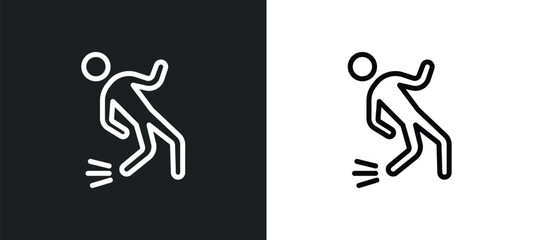 fall accident icon isolated in white and black colors. fall accident outline vector icon from insurance collection for web, mobile apps and ui. - obrazy, fototapety, plakaty