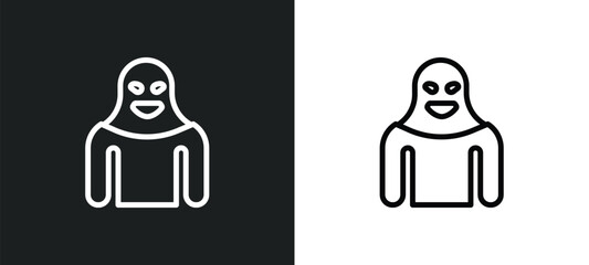 terrorist icon isolated in white and black colors. terrorist outline vector icon from insurance collection for web, mobile apps and ui.