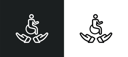 disabled icon isolated in white and black colors. disabled outline vector icon from insurance collection for web, mobile apps and ui.