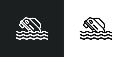flood risk icon isolated in white and black colors. flood risk outline vector icon from insurance collection for web, mobile apps and ui. - obrazy, fototapety, plakaty