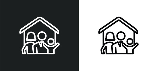 family house icon isolated in white and black colors. family house outline vector icon from insurance collection for web, mobile apps and ui.