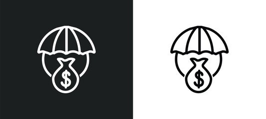 investment insurance icon isolated in white and black colors. investment insurance outline vector icon from insurance collection for web, mobile apps and ui.
