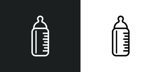 baby milk bottle icon isolated in white and black colors. baby milk bottle outline vector icon from kid and baby collection for web, mobile apps and ui.