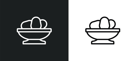 eggs icon isolated in white and black colors. eggs outline vector icon from kitchen collection for web, mobile apps and ui.