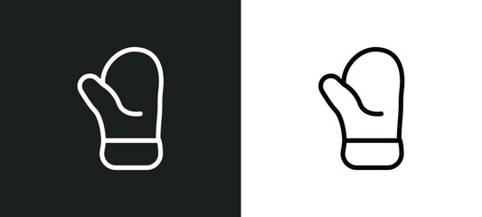 kitchen mitten icon isolated in white and black colors. kitchen mitten outline vector icon from kitchen collection for web, mobile apps and ui. - obrazy, fototapety, plakaty