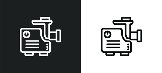 meat grinder icon isolated in white and black colors. meat grinder outline vector icon from kitchen collection for web, mobile apps and ui.