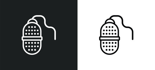 tea infuser icon isolated in white and black colors. tea infuser outline vector icon from kitchen collection for web, mobile apps and ui.