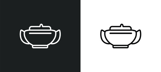 tureen icon isolated in white and black colors. tureen outline vector icon from kitchen collection for web, mobile apps and ui.