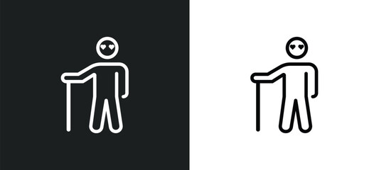 blind man icon isolated in white and black colors. blind man outline vector icon from love and romance collection for web, mobile apps and ui.