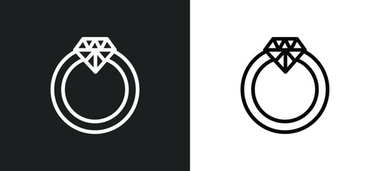 diamond ring icon isolated in white and black colors. diamond ring outline vector icon from luxury collection for web, mobile apps and ui.