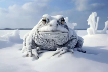 Fotobehang Arctic frog in the winter © Veniamin Kraskov