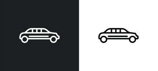 limousine icon isolated in white and black colors. limousine outline vector icon from luxury collection for web, mobile apps and ui. - obrazy, fototapety, plakaty