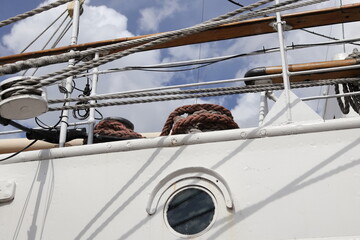Colorful rigging of a sailing ship