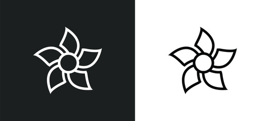 jasmine icon isolated in white and black colors. jasmine outline vector icon from nature collection for web, mobile apps and ui.