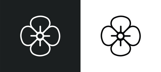 poppy icon isolated in white and black colors. poppy outline vector icon from nature collection for web, mobile apps and ui. - obrazy, fototapety, plakaty