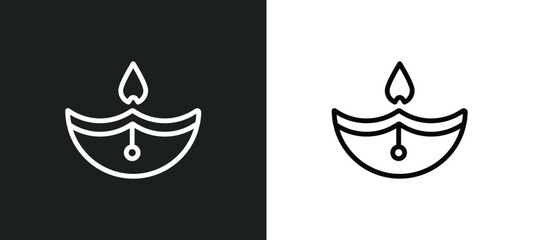 diwali icon isolated in white and black colors. diwali outline vector icon from religion collection for web, mobile apps and ui.