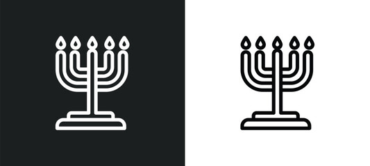 jewish candles icon isolated in white and black colors. jewish candles outline vector icon from religion collection for web, mobile apps and ui. - obrazy, fototapety, plakaty