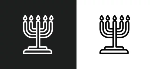 Foto op Plexiglas jewish candles icon isolated in white and black colors. jewish candles outline vector icon from religion collection for web, mobile apps and ui. © Premium Art