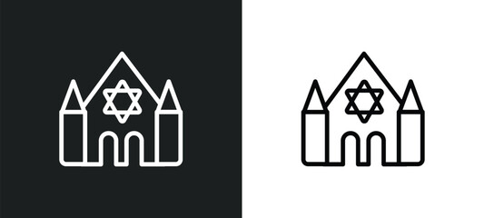 synagogue icon isolated in white and black colors. synagogue outline vector icon from religion collection for web, mobile apps and ui.