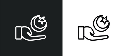 islam icon isolated in white and black colors. islam outline vector icon from religion collection for web, mobile apps and ui.