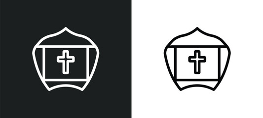 pope icon isolated in white and black colors. pope outline vector icon from religion collection for web, mobile apps and ui. - obrazy, fototapety, plakaty