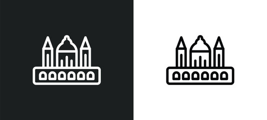 vatican icon isolated in white and black colors. vatican outline vector icon from religion collection for web, mobile apps and ui. - obrazy, fototapety, plakaty
