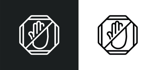 stop icon isolated in white and black colors. stop outline vector icon from signs collection for web, mobile apps and ui.
