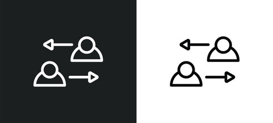 exchange personel icon isolated in white and black colors. exchange personel outline vector icon from user interface collection for web, mobile apps and ui. - obrazy, fototapety, plakaty