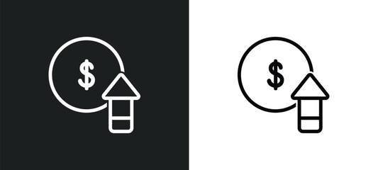 improve incomes icon isolated in white and black colors. improve incomes outline vector icon from user interface collection for web, mobile apps and ui.