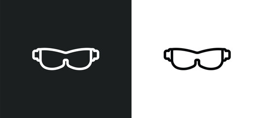 safety glasses icon isolated in white and black colors. safety glasses outline vector icon from winter collection for web, mobile apps and ui. - obrazy, fototapety, plakaty