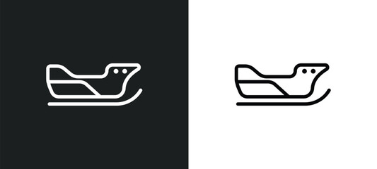 sled icon isolated in white and black colors. sled outline vector icon from winter collection for web, mobile apps and ui. - obrazy, fototapety, plakaty