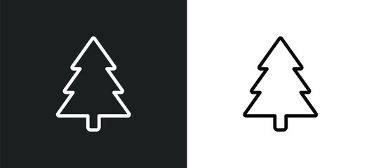 fir icon isolated in white and black colors. fir outline vector icon from winter collection for web, mobile apps and ui. - obrazy, fototapety, plakaty