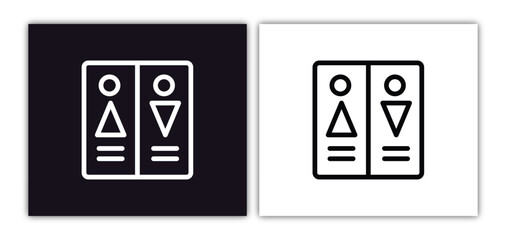 airport toilets icon isolated in white and black colors. airport toilets outline vector icon from airport terminal collection for web, mobile apps and ui.