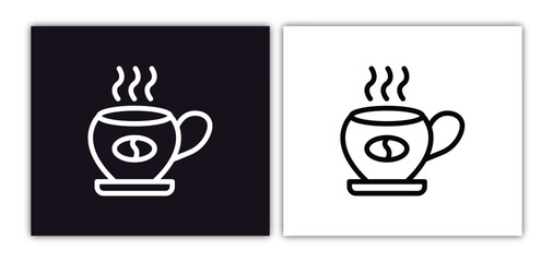 hot coffee icon isolated in white and black colors. hot coffee outline vector icon from airport terminal collection for web, mobile apps and ui.